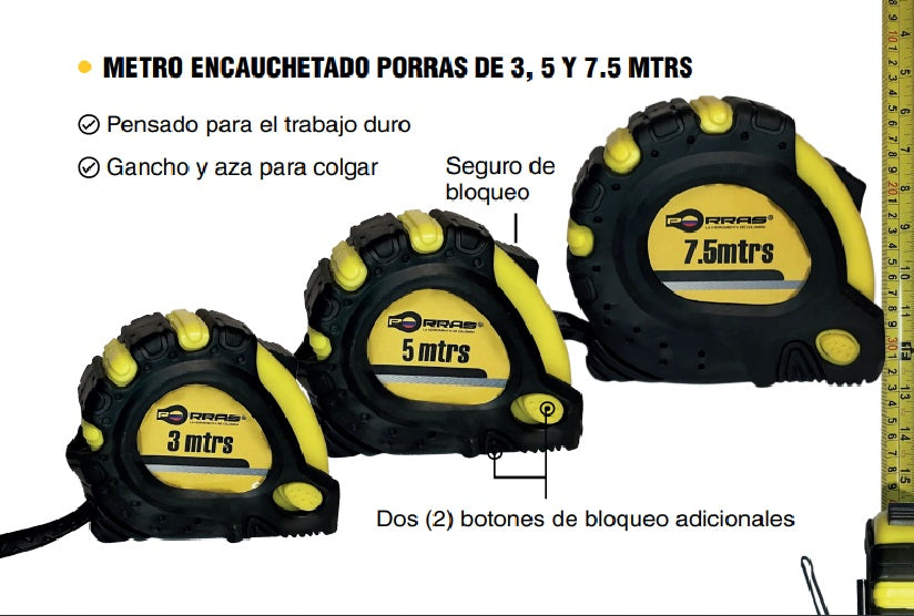 Metro  x 7.5 mtr Encauchetado - Porras