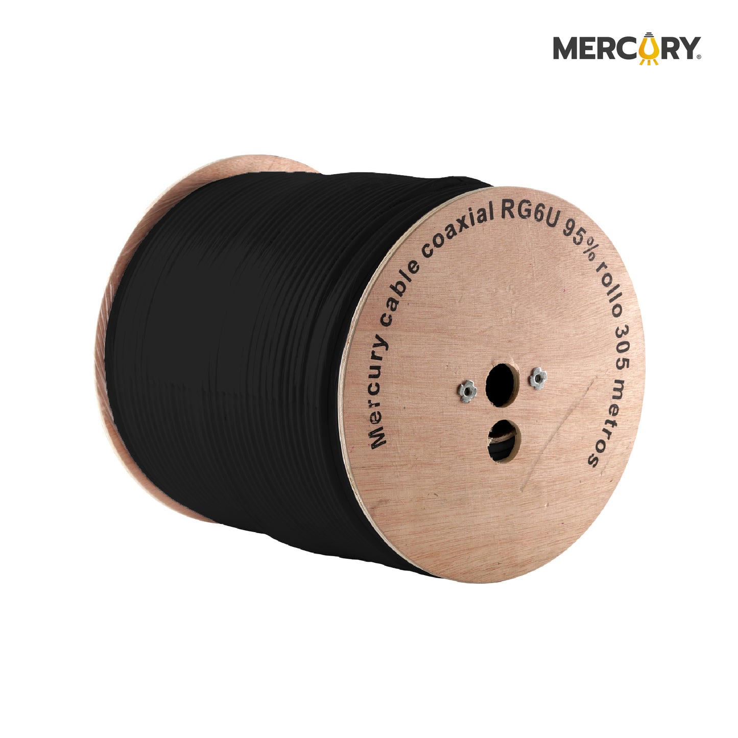 CABLE COAXIAL NEGRO RG6-U 95% MERCURY FINO CARRETA EN MADERA/ ECA06