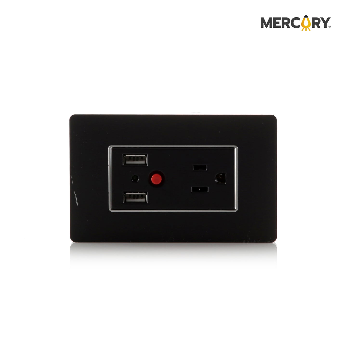 TOMA DOBLE POLO TIERRA + USB X2 MERCURY BLACK MIRROR/ ETI75